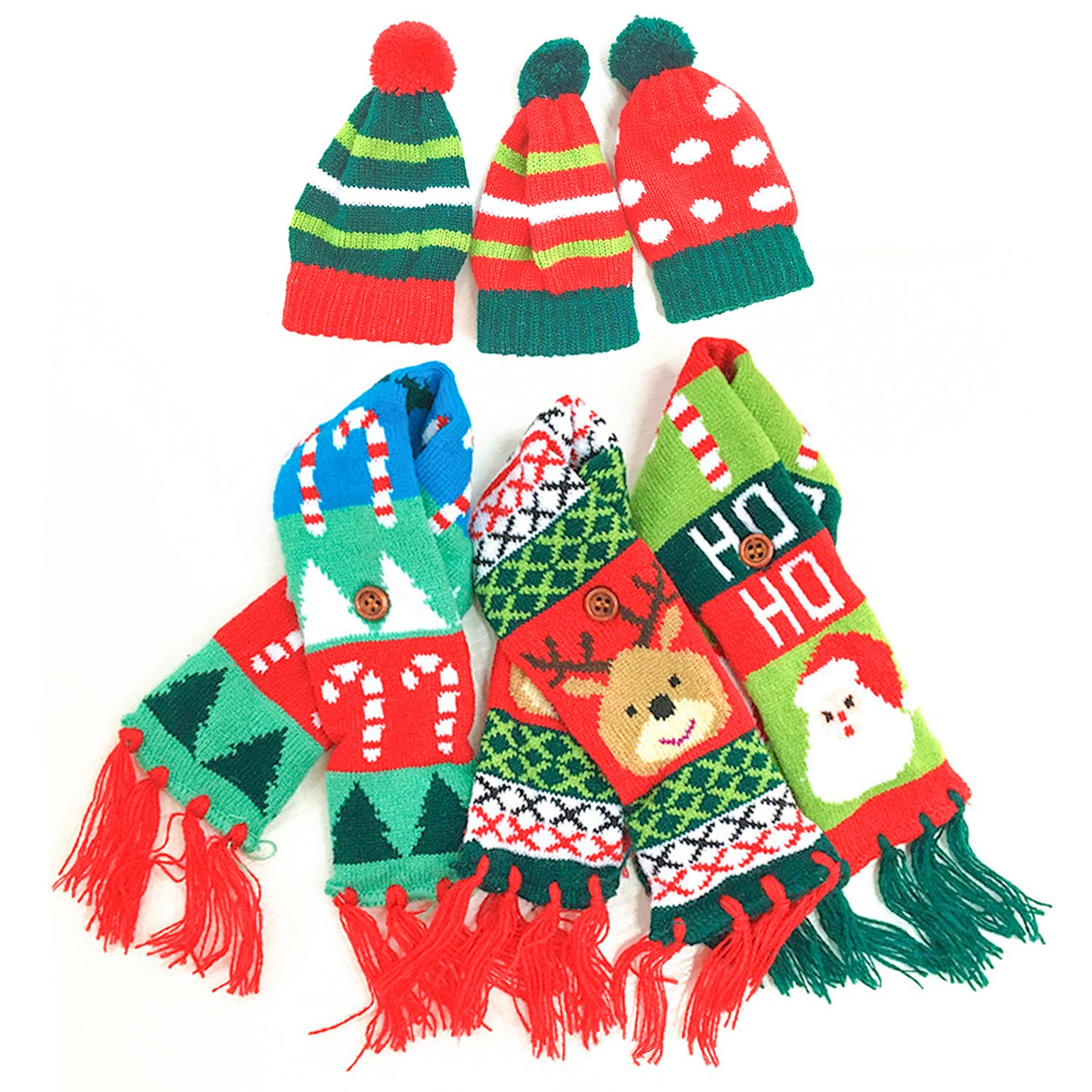 Christmas Wine Bottle Cover, Christmas Scarf Wine Bottle Ugly Sweater Covers with Beanie for Xmas Decoration Party by DomeXmas