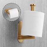 HITSLAM Gold Brushed Brass Toilet Roll Holder Self Adhesive 304 Stainless Steel view 3