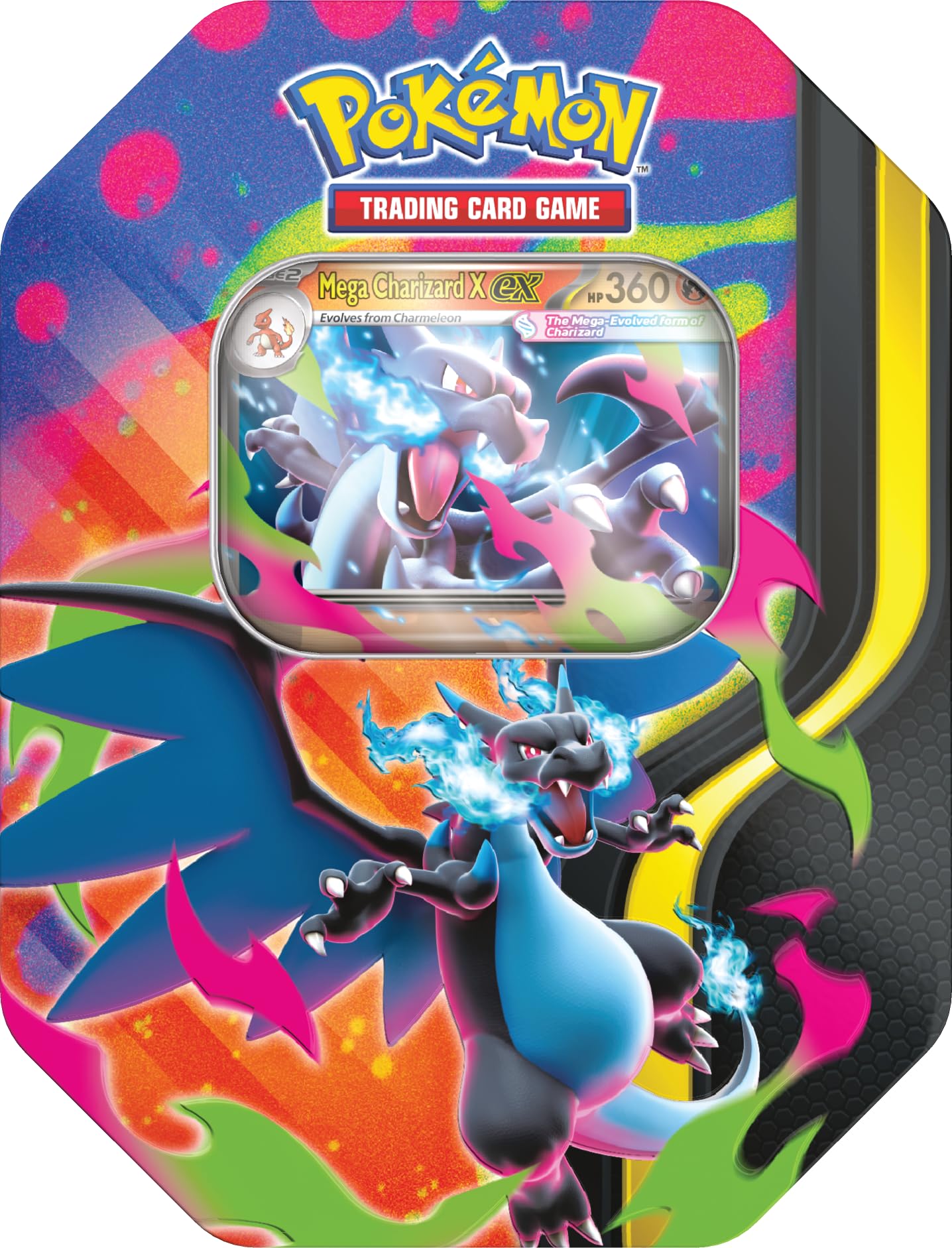 Pokémon TCG: Mega Charizard Tin - Mega Charizard X ex (4 boosters & 1 foil promo card)