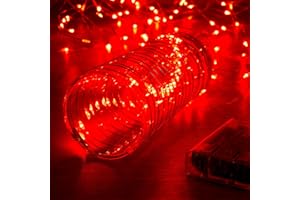 Ariceleo 1 Pack 16.4ft Battery Operated String Lights with Timer, Red with Synchronized Twinkle Mode, Fairy Lights Battery Powered, 50 LEDs, Idea for Christmas Bedroom Party Wedding