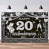 Happy 20th Anniversary Backdrop, Cheers and Beers to 20 Years Loved Wall Banner Poster, We Still Do 20th Wedding Anniversary Party Sign Photo Background Decorations Supplies, 6x4ft