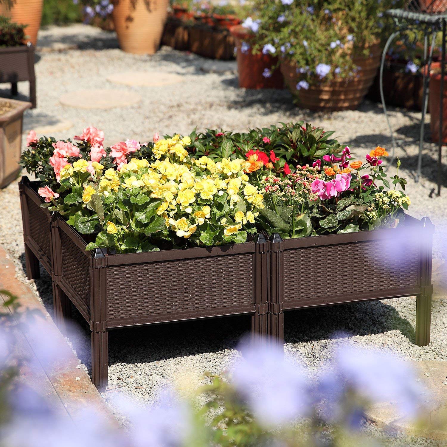 ComSaf Huerto Urbano Kit Planter Marrón Cuadrado Paquete de 2 ...