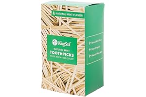 4,000 Count | KingSeal Individually Paper Wrapped MINT Flavored Birch Toothpicks, Eco-Friendly and Compostable, 2.5", Bulk Pack - 4 Boxes x 1000