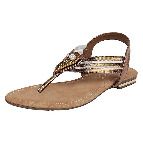 Women's Metallic Back Strap Thong Sandals