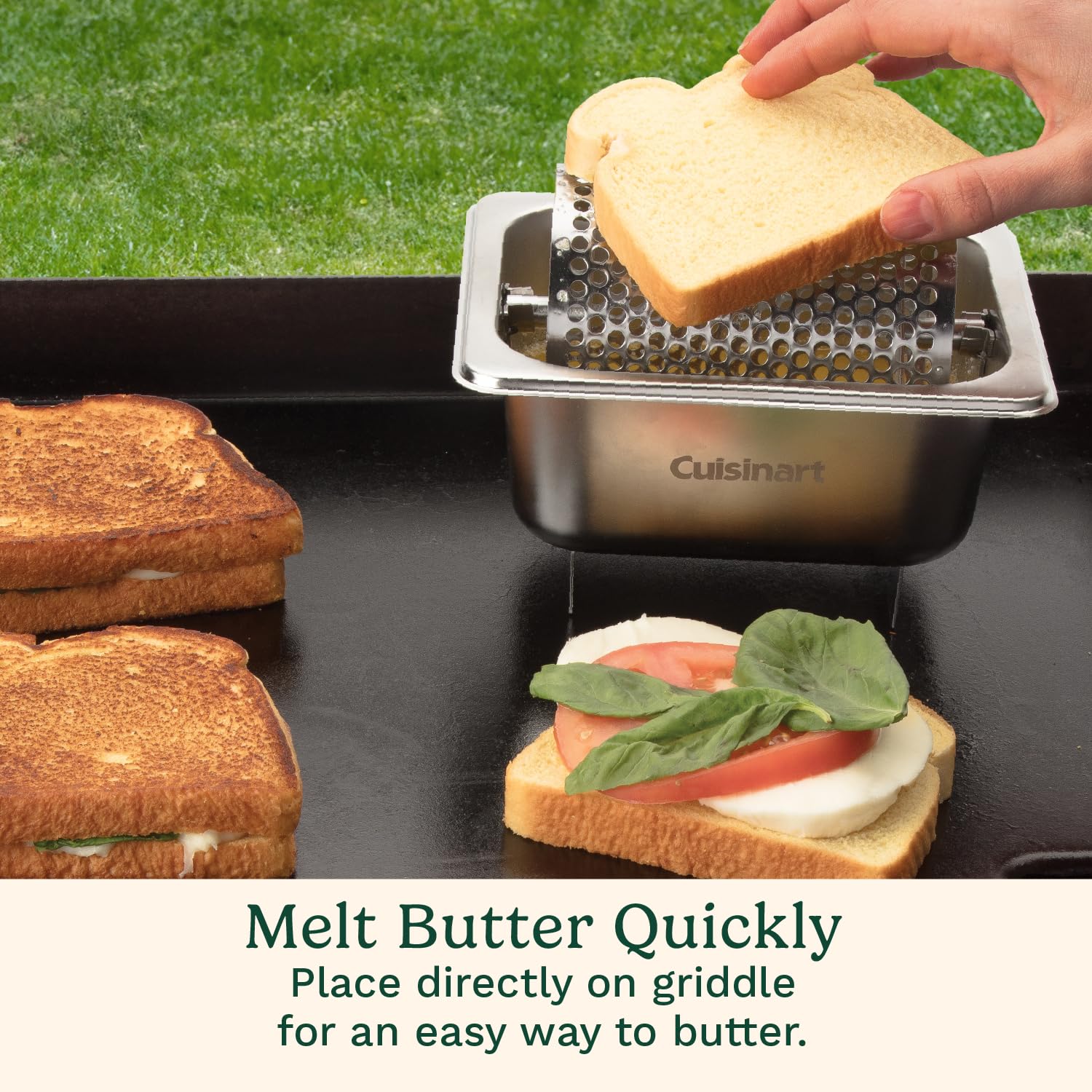 Cuisinart Stainless Steel Butter Wheel, Raised Bottom Butter Roller for Griddle for Golden Crust and Even Spread, Kitchen Grill Accessory for Burgers, Bread, BBQ, Cookouts, Tailgates