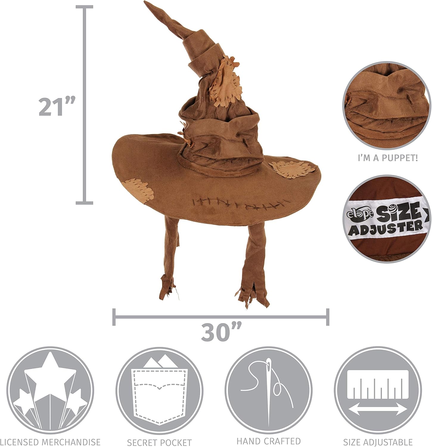 elope Harry Potter Costume Sorting Hat for Adults and Kids Brown: Clothing