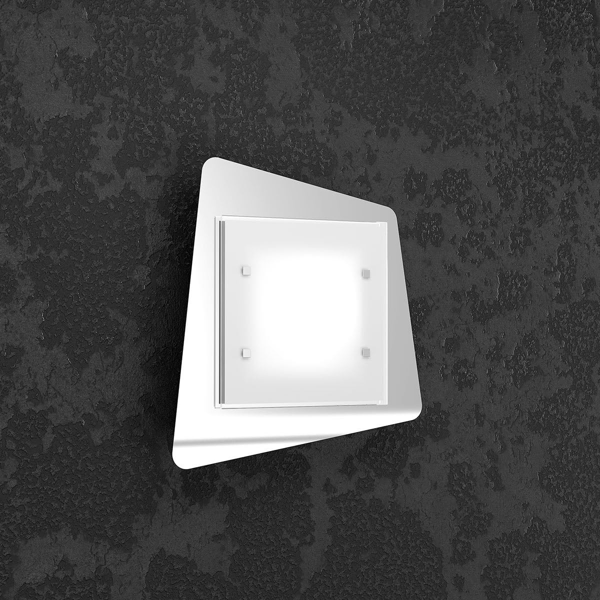Ceiling lamp konstig 40 cm Modern Design Slanted Shape Chrome Bathroom Satin Glass Plate, Input, Living Room Lamp [Energy Class A++]