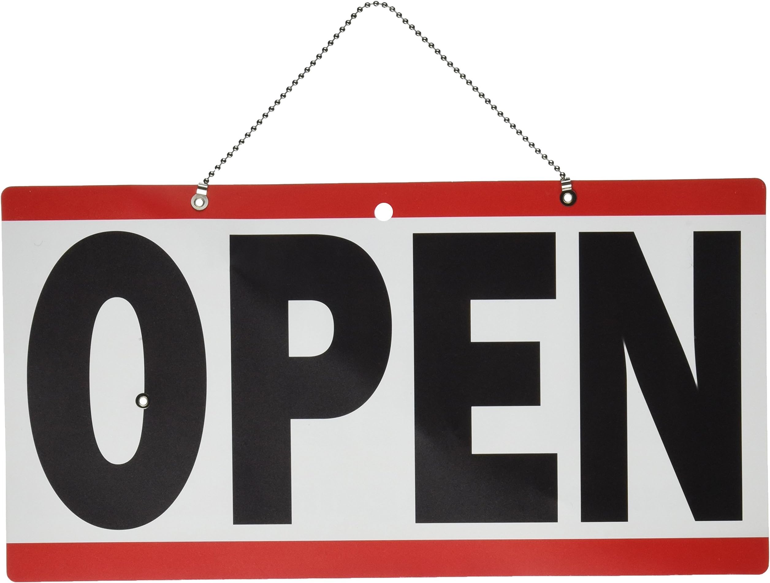 Open Closed Store Sign with Will Return Clock, Red