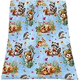 Cute Animals Floral Butterfly Bunny Flannel Blanket Throw Soft Cozy Blanket for Living Room Couch Sofa Bed 50 x 60 Inches