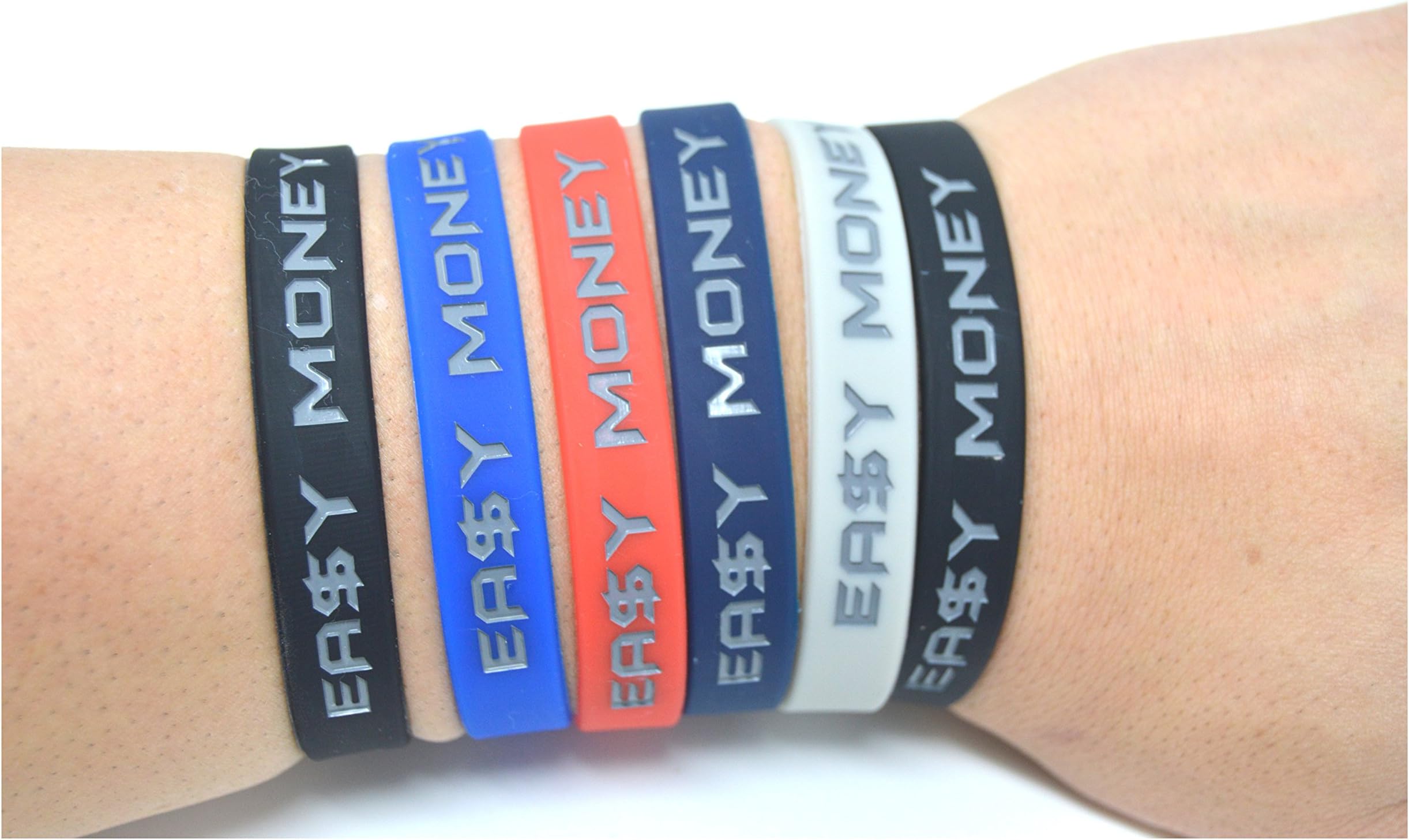 Athlete Wristbands, Motivational, Inspirational Quotes, 5 Color Pk Silicone Bracelets