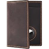 WHENON Passport Holder for Travel, Full Grain Leather Passport Holder with Airtag, Rfid Passport Cover Wallet Case for Men Women, Travel Essentials Gift, Coffee Brown