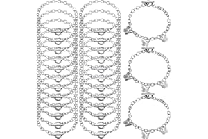 Hicarer 24 Pieces Bracelet Chains Bulk with OT Toggle Clasp Alloy Link Chains DIY Jewelry Making Bracelets for Women DIY Jewelry Crafts Supplies(Silver)