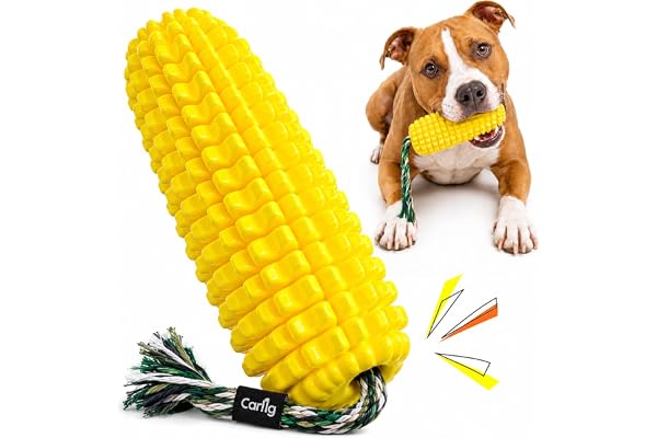 Carllg Dog Chew Toys for Aggressive Chewers, Indestructible Tough Durable Squeaky Interactive Dog Toys, Puppy Teeth Chew Corn
