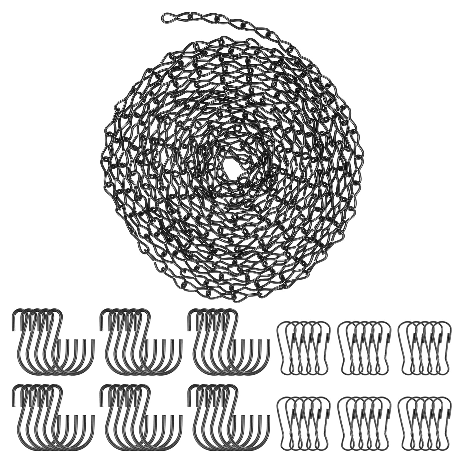 PATIKIL 156 Inch Hanging Chains Set, Hanging Plants with Hooks Bird Feeders Wind Chimes Billboards Photo and Indoor and Outdoor Decor, Black
