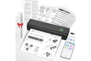 NADAIIN Portable Printers Wireless for Travel, Bluetooth Thermal Printer Supports 8.5" x 11" US Letter & A4 Size, Inkless Mobile Printer Work with Android iPhone Laptop for Home Office School, Black