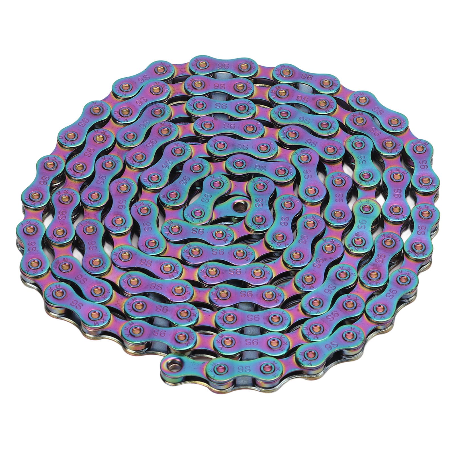 9 Speed Bicycle Chain with Hook and Loop Colorful Electroplating Mountain Bike Chain Double X Bridge Design Carbon Steel MTB Bike Chain for Road Mountain Bike