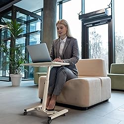 SHW Mobile Height Adjustable Laptop Rolling Cart