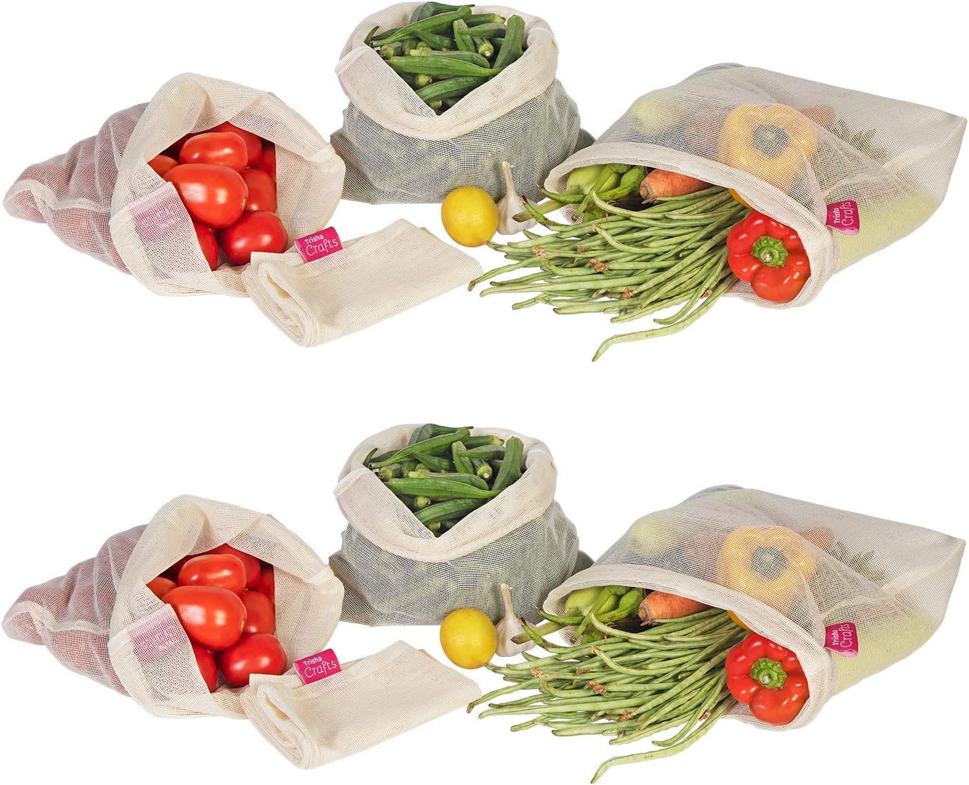 Buy Trisha Crafts Fridge Bag, Cotton Net Mesh Storage Bag, Vegetable