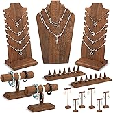 Jerify 13 Pcs Jewelry Displays Holder Set Wooden T Shape Necklace Bracelet Finger Ring Earring Display Stand for Home Jewelry Organizer Store Showcase Selling
