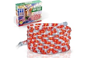 Tupkee LED Rope Light Red & Cool White - for Indoor and Outdoor use, 24 Feet (7.3 m) - 10MM Diameter - 144 LED Long Life Bulbs Rope Tube Lights