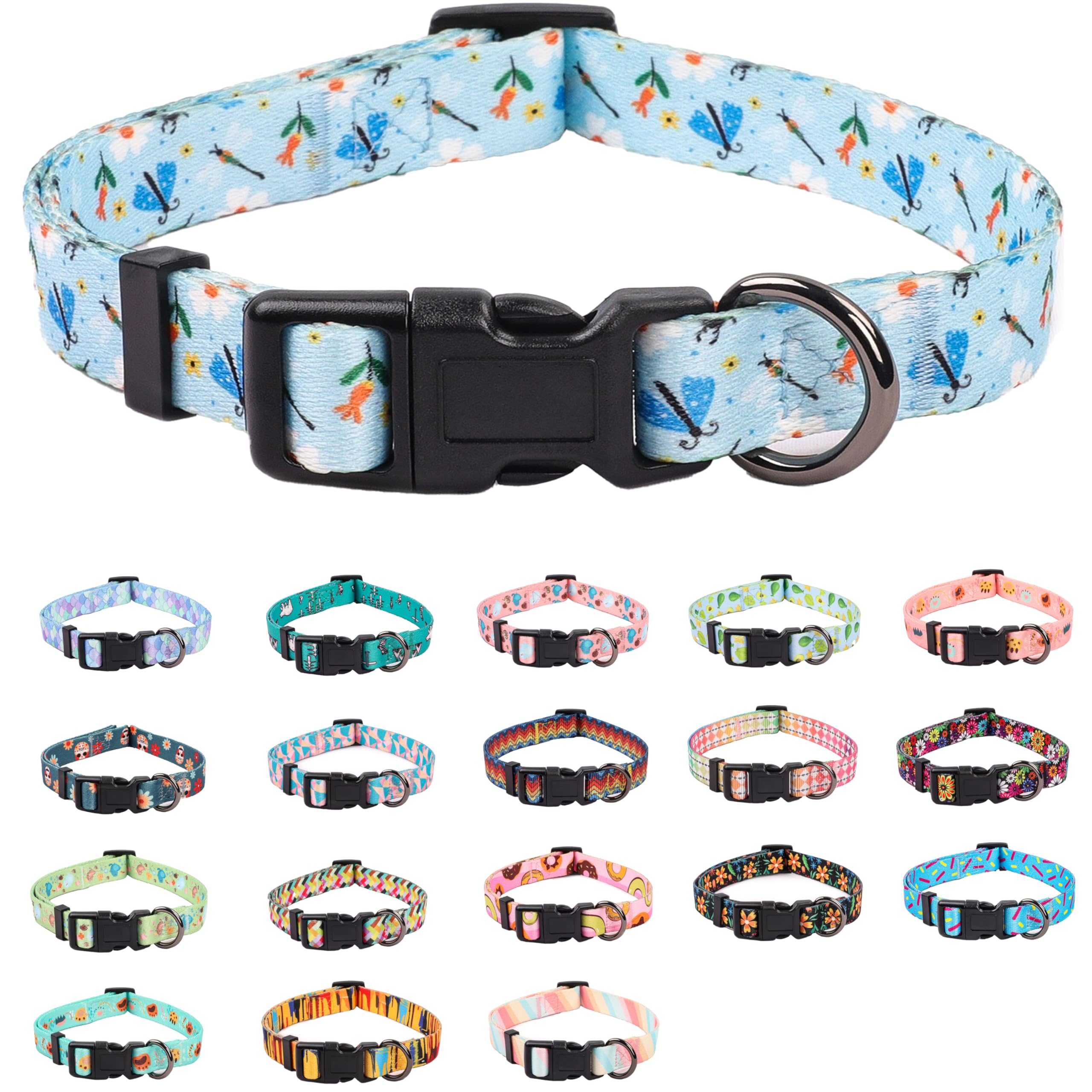 COSYHOMELONDON Dog Collar for Small Dogs, Cute Small Medium Large Dog Pet Collar, with Floral Patterns, Soft Adjustable for Boy Girl Female Male Puppy Dog Collar (Animal Print, s)