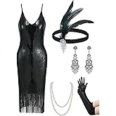 YESSA Flapper Dresses 1920s Gatsby Dresses for Women Roaring 20s Costumes Great Gatsby Outfits with 20s Accessories Set