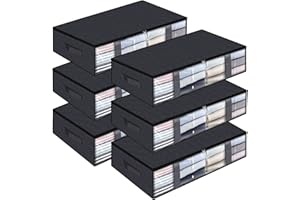 StorageRight Storage Bags, Clothes Storage, Under bed Storage Containers, Large Capacity Storage Bins, Foldable Storage Organizers For Clothes, Bedding and Toys - 65L/6 Pack/Black