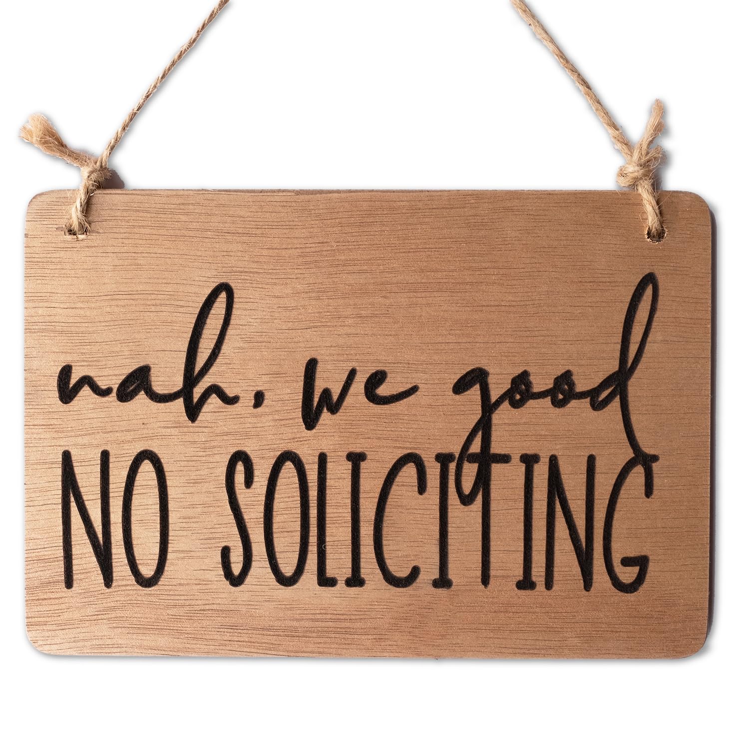 Photo 1 of INSOVITA Nah, We Good, No Soliciting Sign for House Funny, Mini Wood Sign, Cute Fall Wreath Sign, Hanging Doorbell Sign, Small No Soliciting Sign for Home and Business, 7.5'' x 5'' Inches