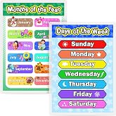 Blulu Laminated Preschool Poster,Days of the Week and Months of the Year | Educational Posters, for Nursery Homeschool Kindergarten Classroom, 16.9 x 11.9 Inch, for Toddlers and Kids