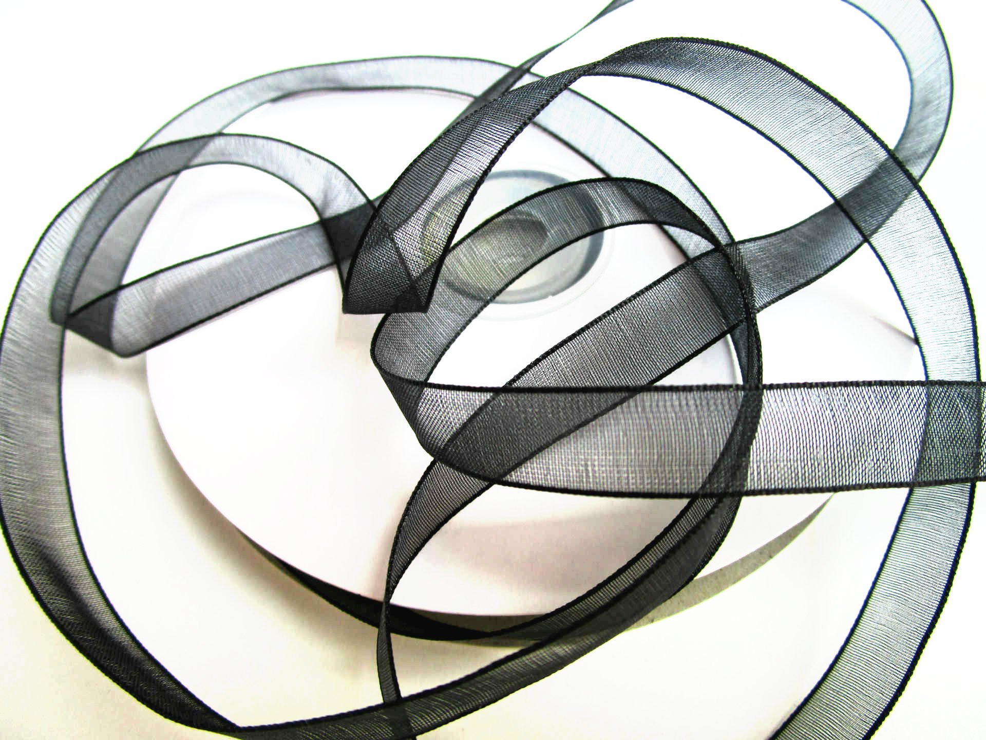 CaPiSo 50 m organza ribbon 6 mm width: Black