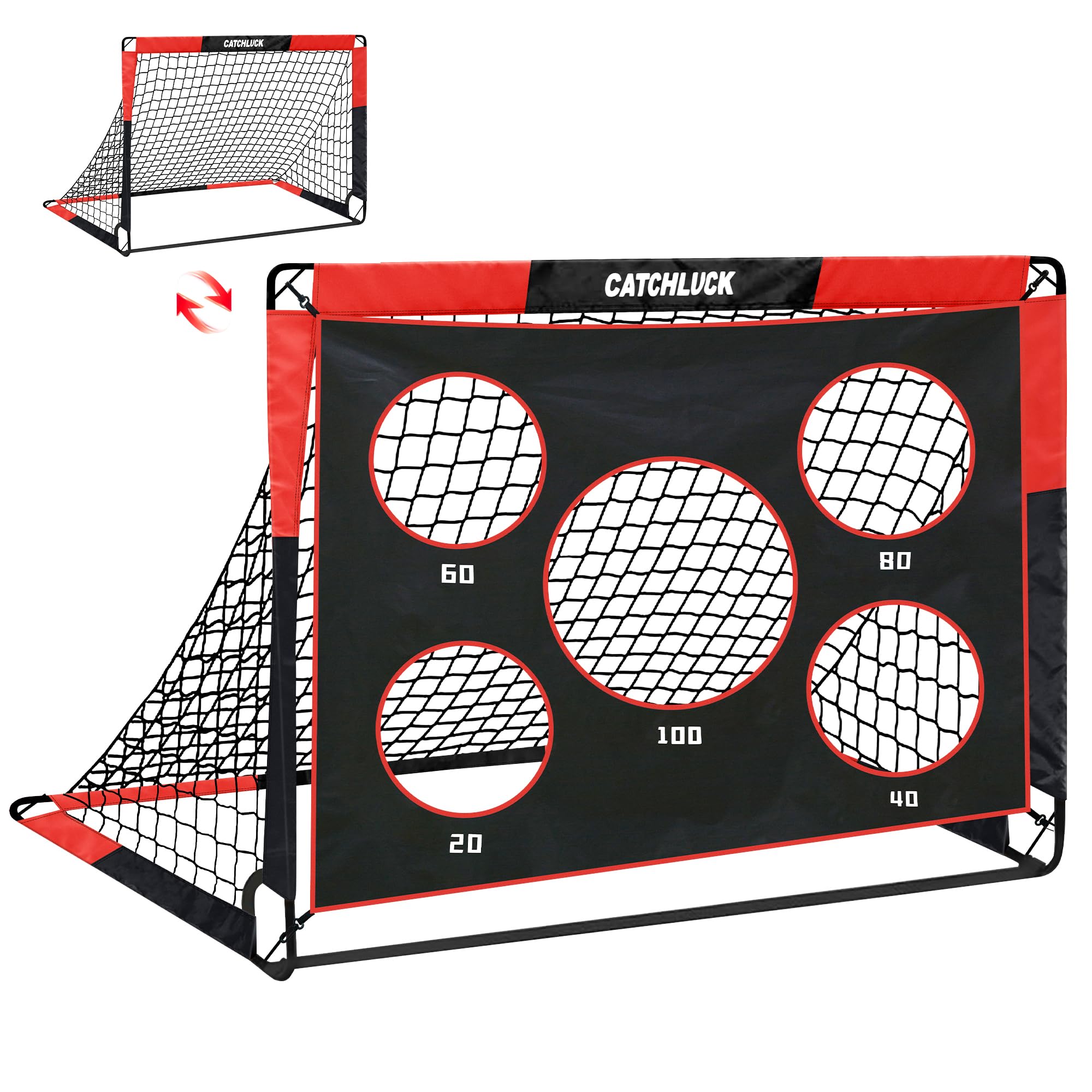 CATCHLUCK Football Goal Pop Up Football Net for Kids 4ft x 3ft, 5ft x 4ft, Outdoor Training Equipment with Target and Carry Bag