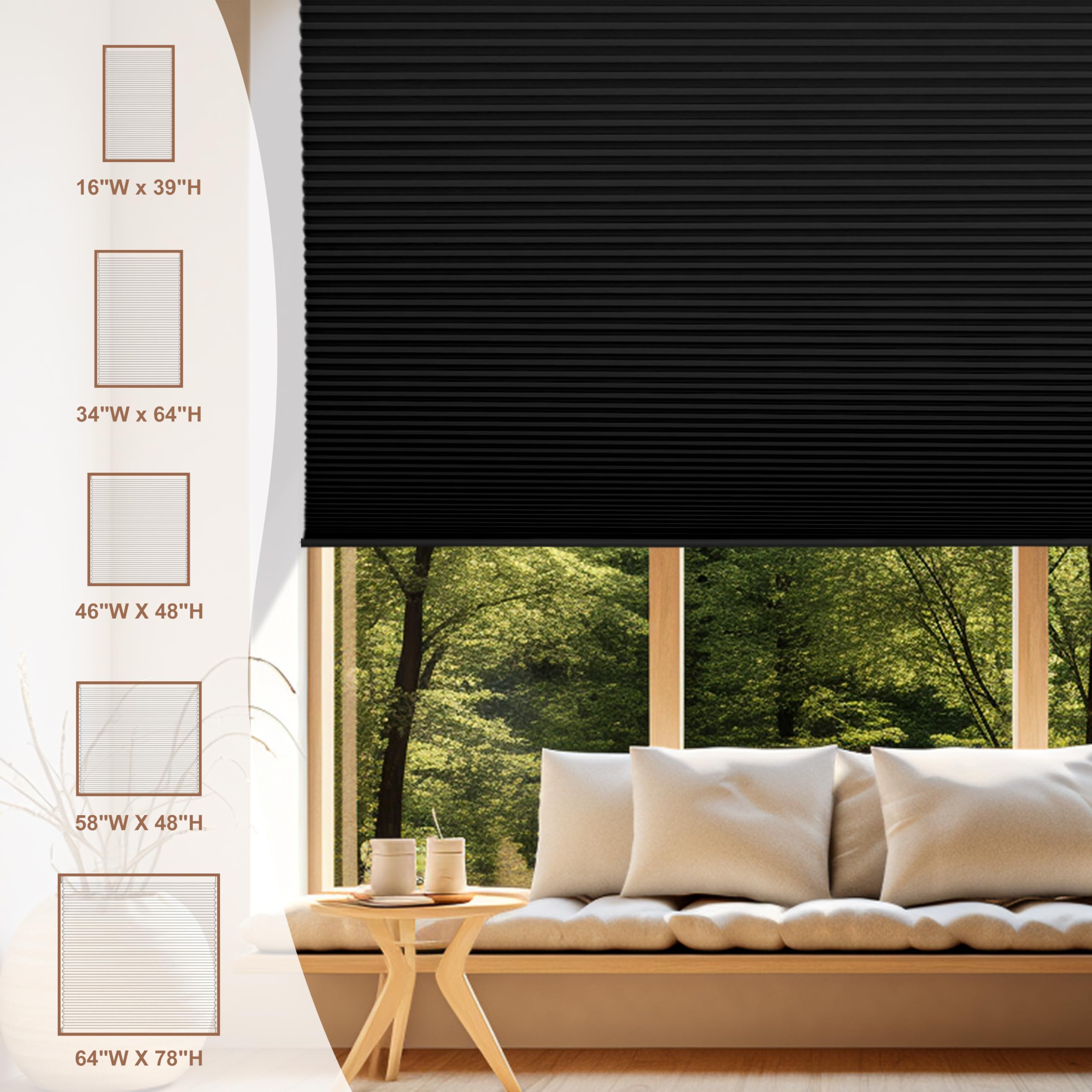 Boolegon Black Out Cellular Shades Cordless Pull