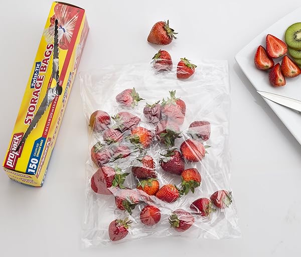 PROPACK DISPOSABLE PLASTIC STORAGE BAGS WITH ORIGINAL TWIST TIE, 1 GALLON SIZE, 150 BAGS, GREAT FOR HOME, OFFICE, VACATION, TRAVELING, SANDWICH, FRUITS, NUTS, CAKE, COOKIES, OR ANY SNACKS (1 PACKS)