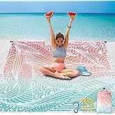 AISPARKY Beach Blanket Waterproof Sandproof Lightweight Durable Compact Sand Free Beach Mat for Beach Festival Travel Camping Hiking Picnic (Gradiant P&GN-Ripple, 79"×83"(4 Person))