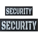 2 Pack Reflective Security Laser Cut Patch with Back Panel and Hook and Loop One Small and One Large (Black-White)