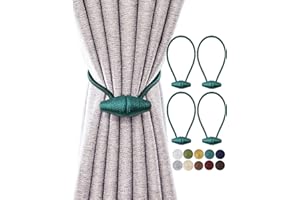 TECVINCI Magnetic Curtain Tiebacks with Upgrade Larger Magnet, 4 Pack 16 Inch Drapery Holdbacks for Indoor & Outdoor Curtain - Teal