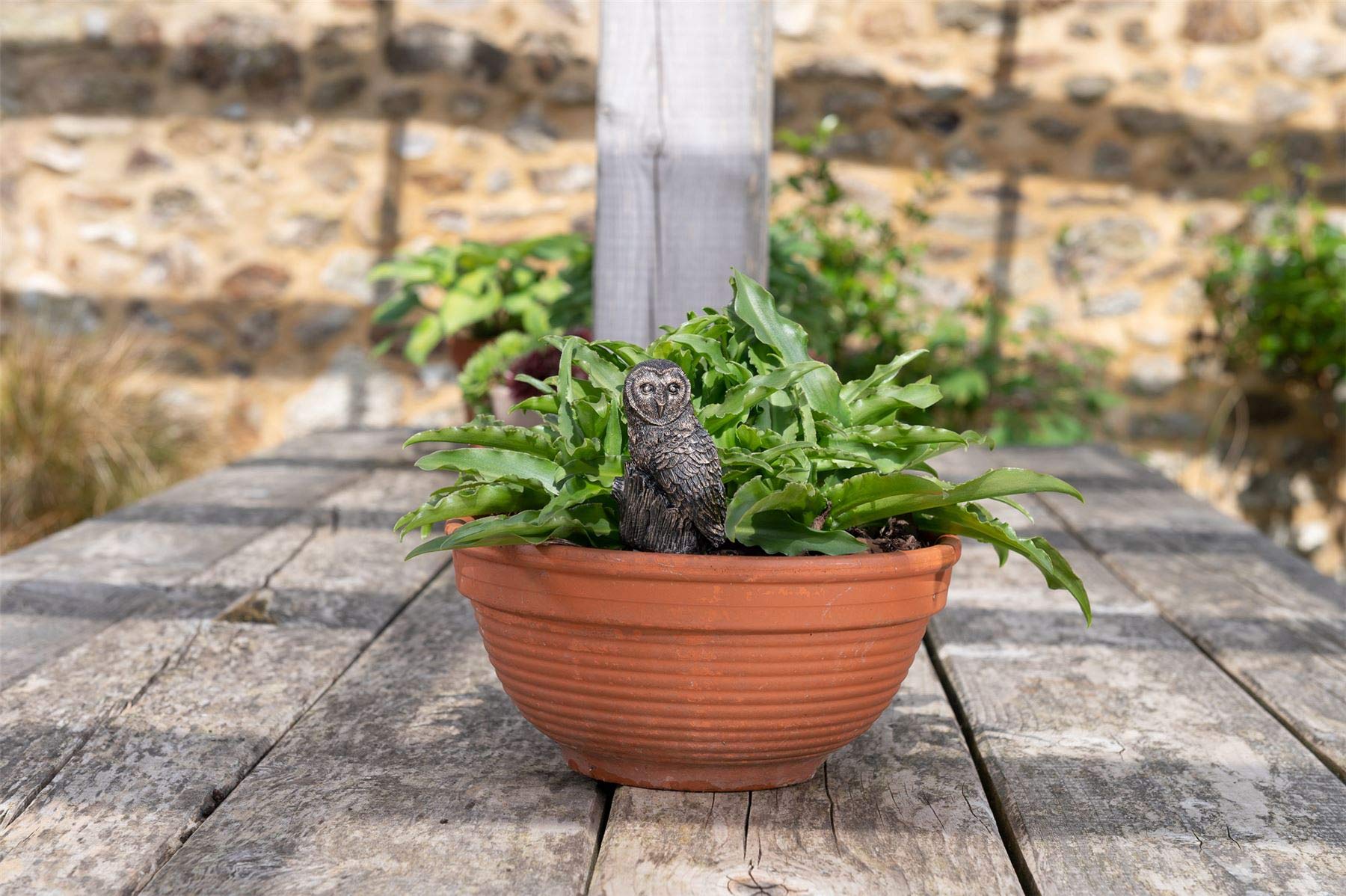 Potty Feet Feeder Friends Animal Figure Plant Drip Feeder - Handmade Ornament Garden - Decorative Flower Pot Figurine (Barn Owl)