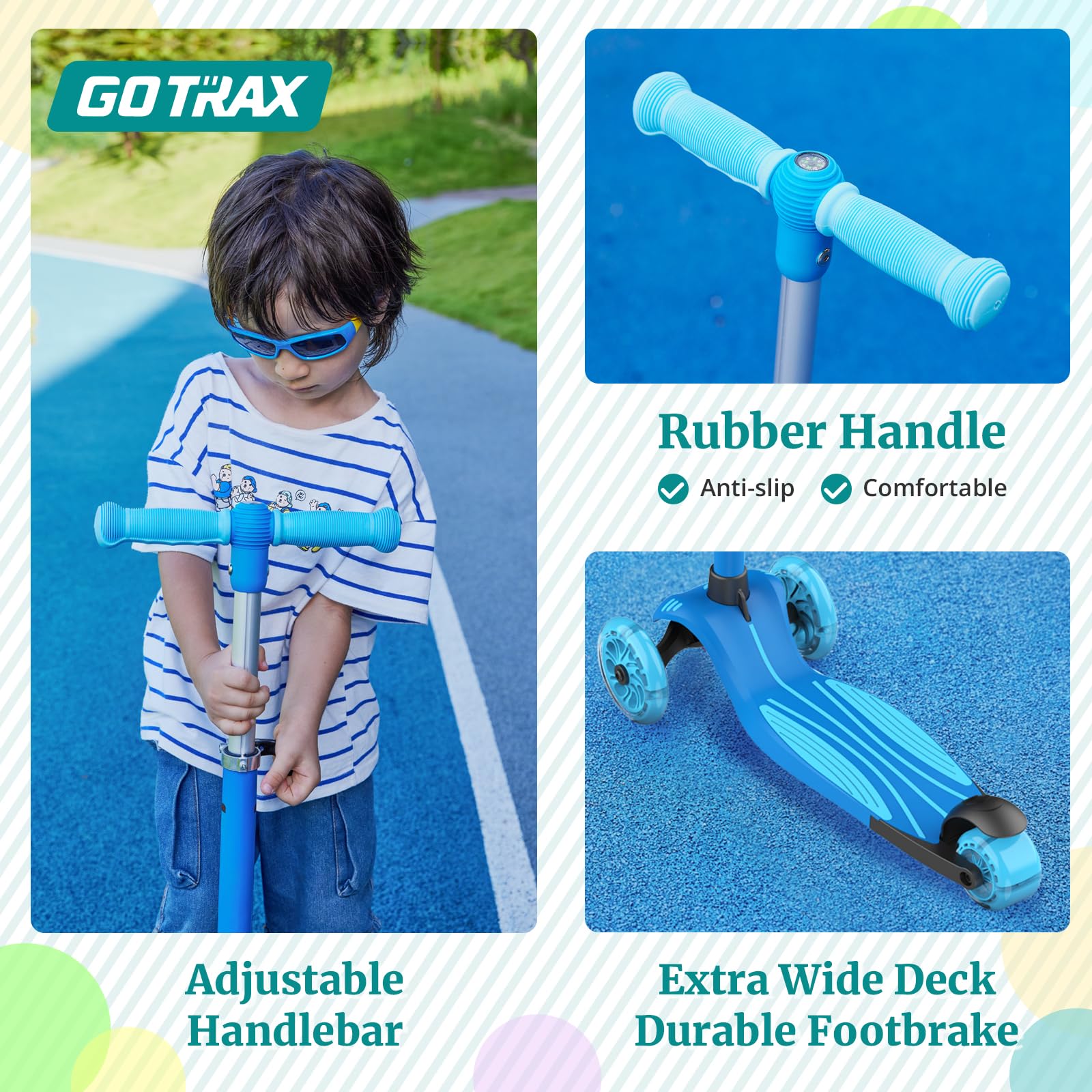 Gotrax KS1 Kids Kick Scooter, LED Lighted Wheels and 3 Adjustable Height Handlebars, Lean-to-Steer & Widen Anti-Slip Deck, 3 Wheel Scooter for Boys & Girls Ages 2-8 and up to 110 Lbs