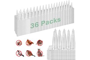3 BUZZLETT 36 Pack Upgraded Clear PVC Bird Spikes, Covers 51 Feet(15.5m), Keep Birds Away and Keep Birds from Building Nest, Long Deterrent Spikes Keep Pigeon Squirrel Cats and Other Animals Away