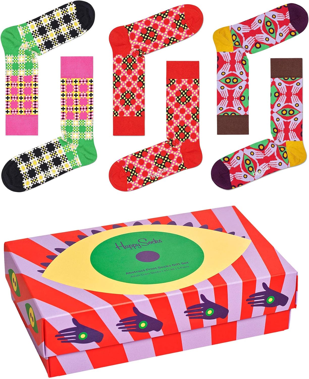 Happy Socks Calcetines Unisexo Abstract Print Gift Box Paquete de 3