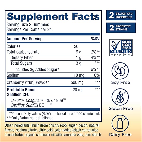 RENEW LIFE WOMEN’S CARE CHERRY PREBIOTIC AND PROBIOTIC GUMMIES, DIGESTIVE, URINARY TRACT AND IMMUNE HEALTH, B. COAGULANS AND B. SUBTILIS, DAIRY, SOY AND GLUTEN-FREE, 2 BILLION CFU 48 COUNT
