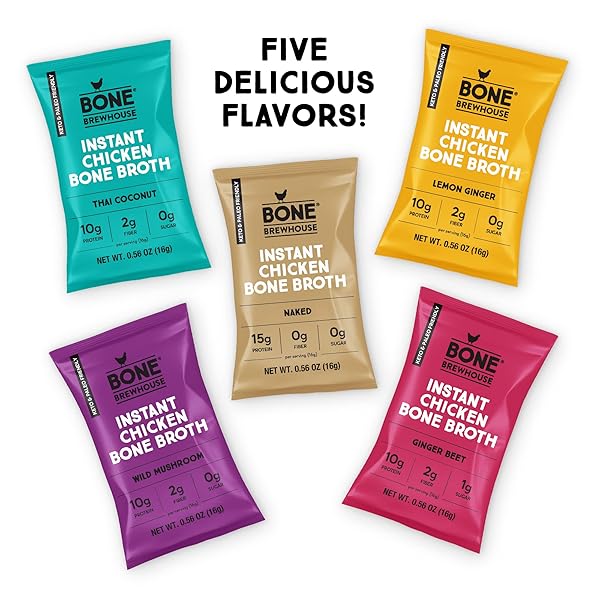 BONE BREWHOUSE – UNFLAVORED CHICKEN BONE BROTH PROTEIN POWDER – KETO & PALEO FRIENDLY – INSTANT SOUP BROTH – 15G PROTEIN – NATURAL COLLAGEN, GLUTEN-FREE & DAIRY FREE – 5 SERVINGS