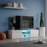 Panana TV Unit Stand Cabinet 2 Doors LED RGB Lights 75 Inch Black view 6