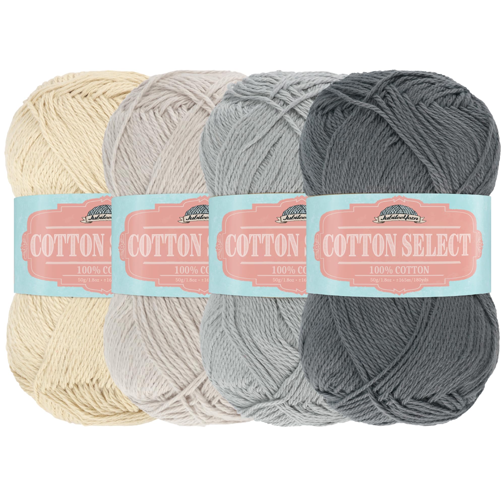 Cotton Select Sport Weight Yarn Color Palette Pack - 100% Fine Cotton - Shades of Grey - 4 Skeins — image 1