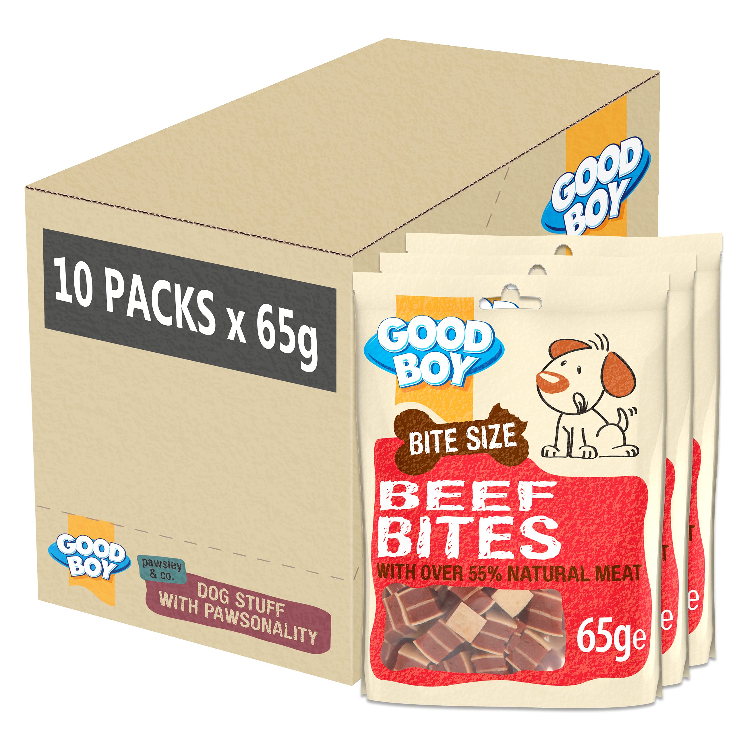 Good Boy - Bitesize Beef Bites - Dog Training Treats - Made with Over 55% Natural Meat - 65 g ℮ - Low Fat Dog Treats - Case of 10