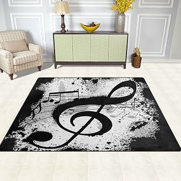 Amazon De Doshine Teppich Design Musiknoten Schwarz Polyester