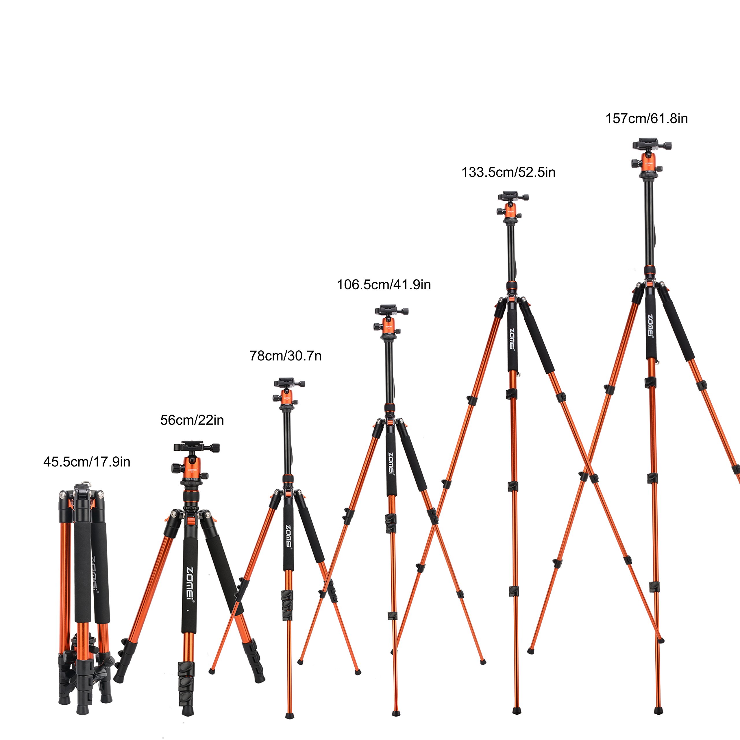ZOMEi Q555 Lightweight Alluminum Alloy Camera Tripod with 360 Degree Ball Head + 1/4\