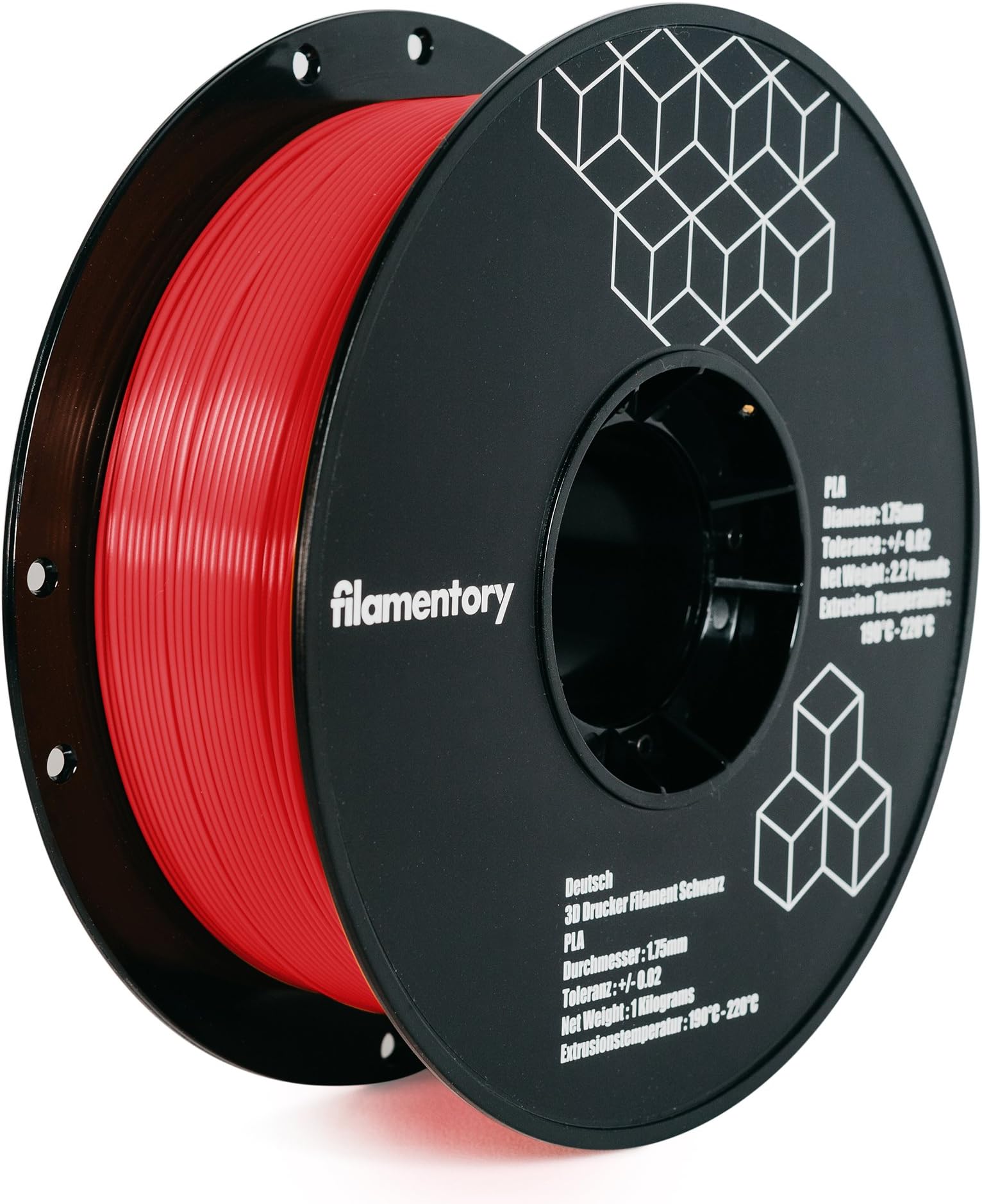Filamentory Red PLA 1.75 3D Printer Filament, Dimensional Accuracy +/- 0.02 mm, 1 kg Spool, 1.75 mm - 2.2 LBS RED PLA