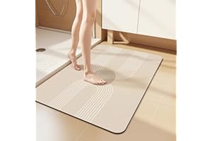 watthourhome Diatomite Bath Mat Super Absorbent Quick Dry Non Slip Bathroom Rug, Ultra Thin Fit Under Door Washable Bathmat,f