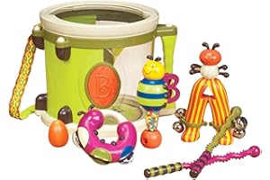 B. toys – Musical Instruments For Kids – Portable Drum Set – Percussion Toys For Toddlers – Jingle Bell, Tambourine, Maraca & More – 18 Months + – Parum Pum Pum